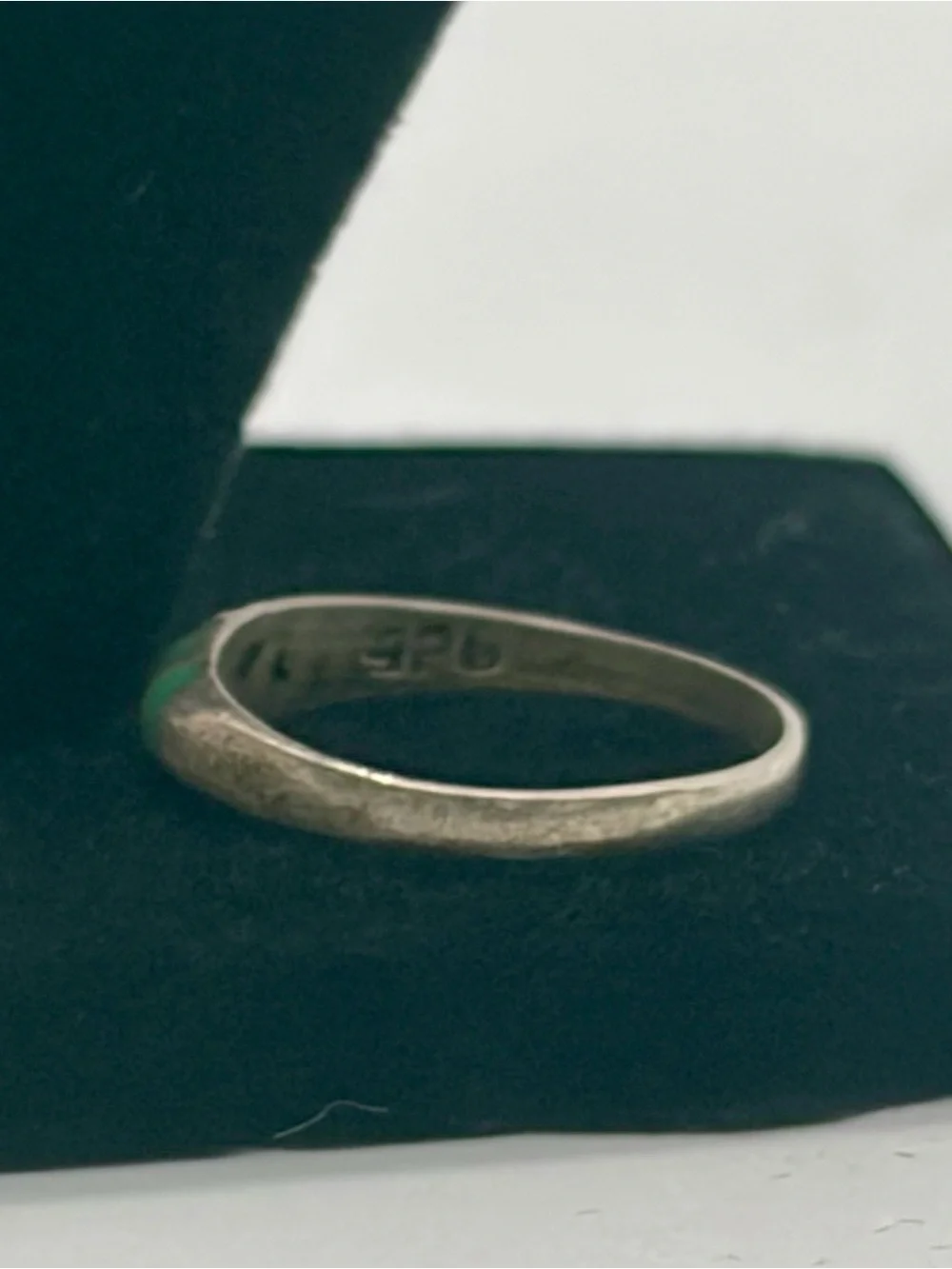 Vintage Sterling Silver Green Enamel Striped Baby Band Ring Size 1.5